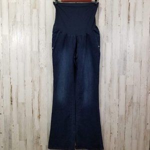 5/$25 Indigo Blue Womens Maternity Jeans M Blue Denim Full Belly Band AH8